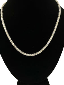 Round Brilliants Diamond Tennis Necklace Chain 18 inches