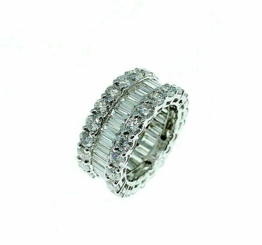 8.90 Carats t.w. Diamond Anniversary Eternity Ring 18K White Gold 10.5 mm Width