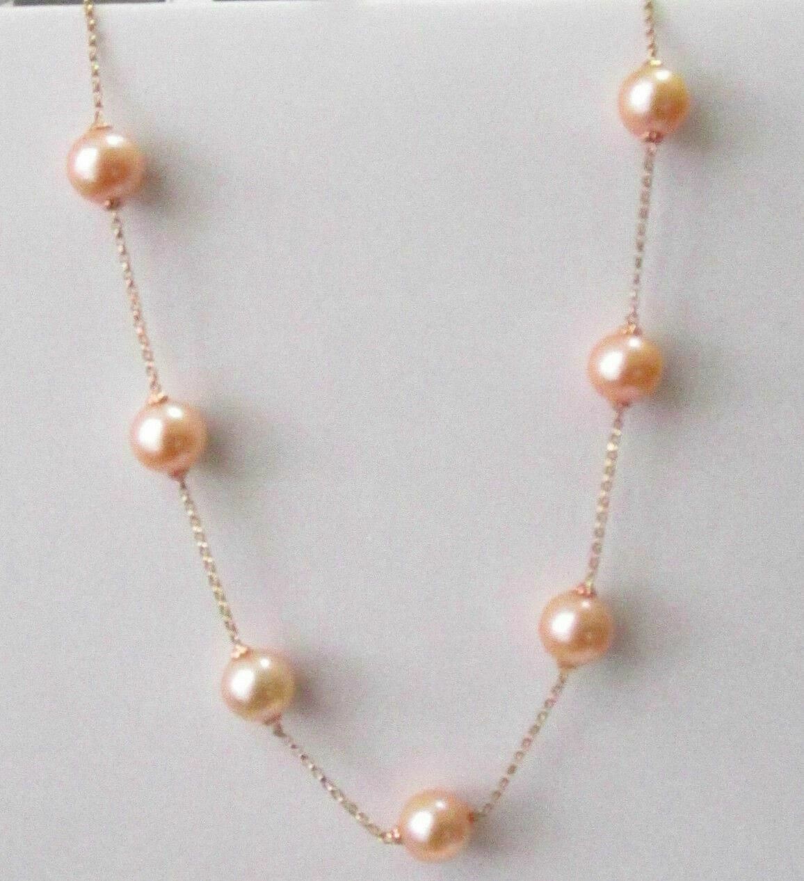 20 Inch Gold Freshwater Pearl String Necklace 10mm 14k Rose Gold
