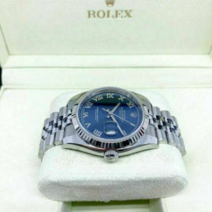Rolex 36MM Datejust Watch 18K Gold/Stainless Ref # 116234 Factory Blue Dial