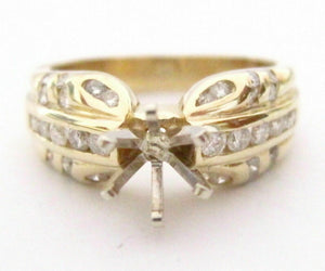 6 Prongs Semi-Mounting for Round Cut Diamond Ring Engagement 14k Yellow Gold