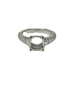 4 Prong Semi-Mounting Under Halo Engagement Diamond Ring 18kt White Gold