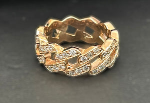Cuban Link Eternity Round Brilliants Diamond Ring Rose Gold