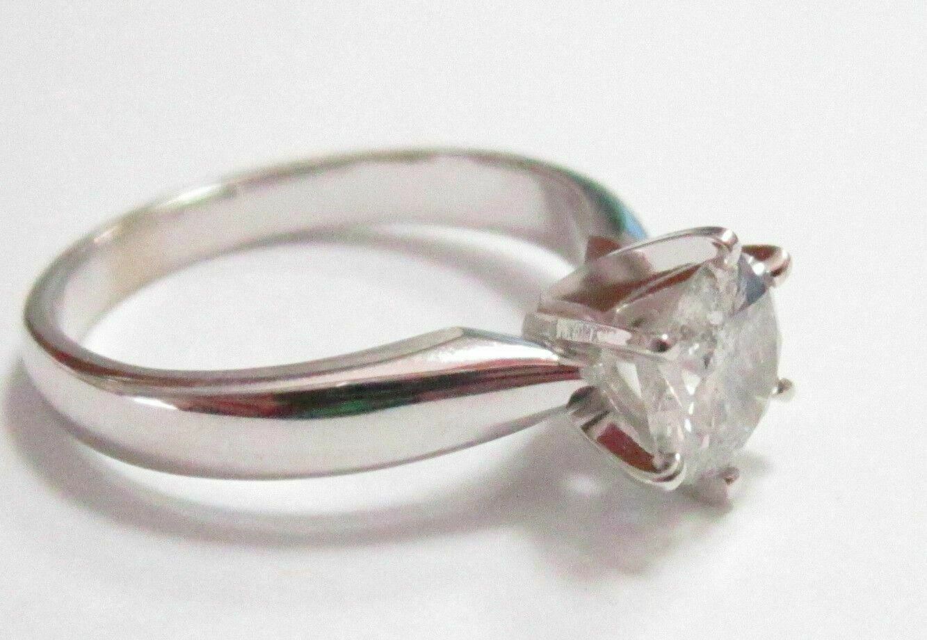 .95 TCW Round Cut Diamond Solitaire Engagement Ring Size 5.5 G I2 14k White Gold