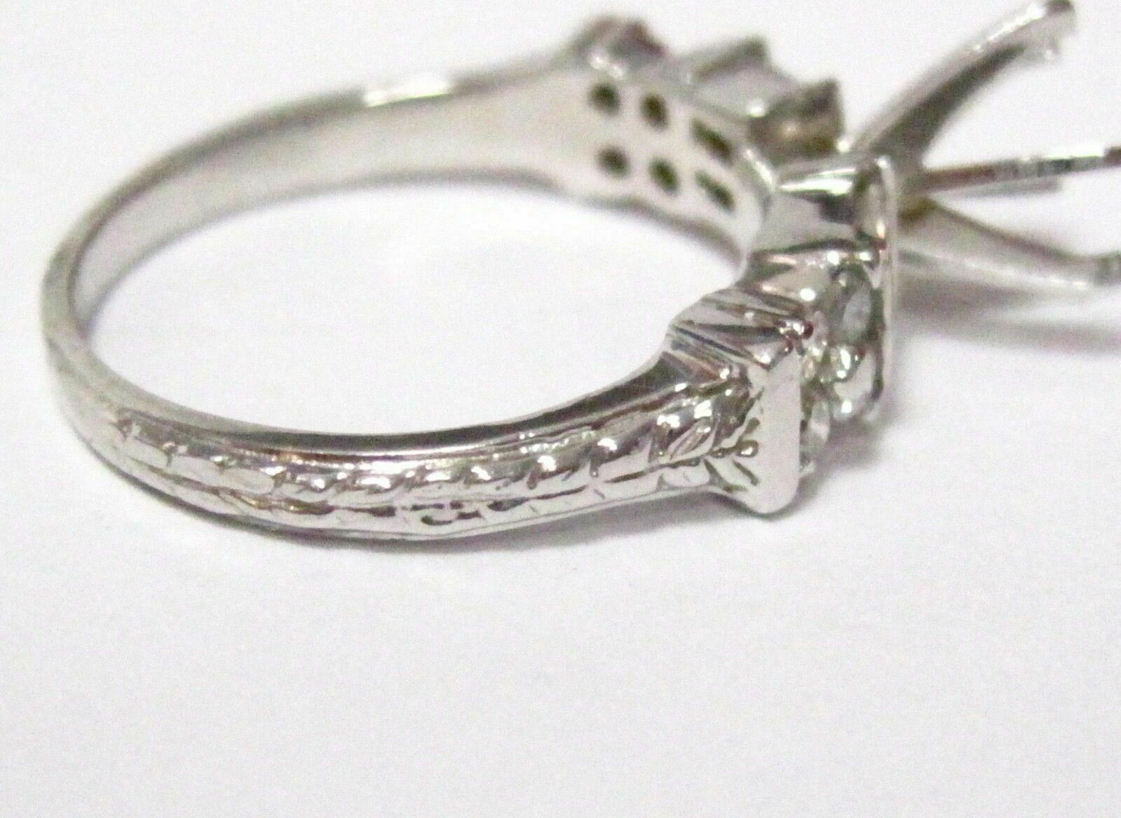 Fine Semi-Mounting Round Diamond Ring Wedding Set Size7 G SI1 14k White Gold