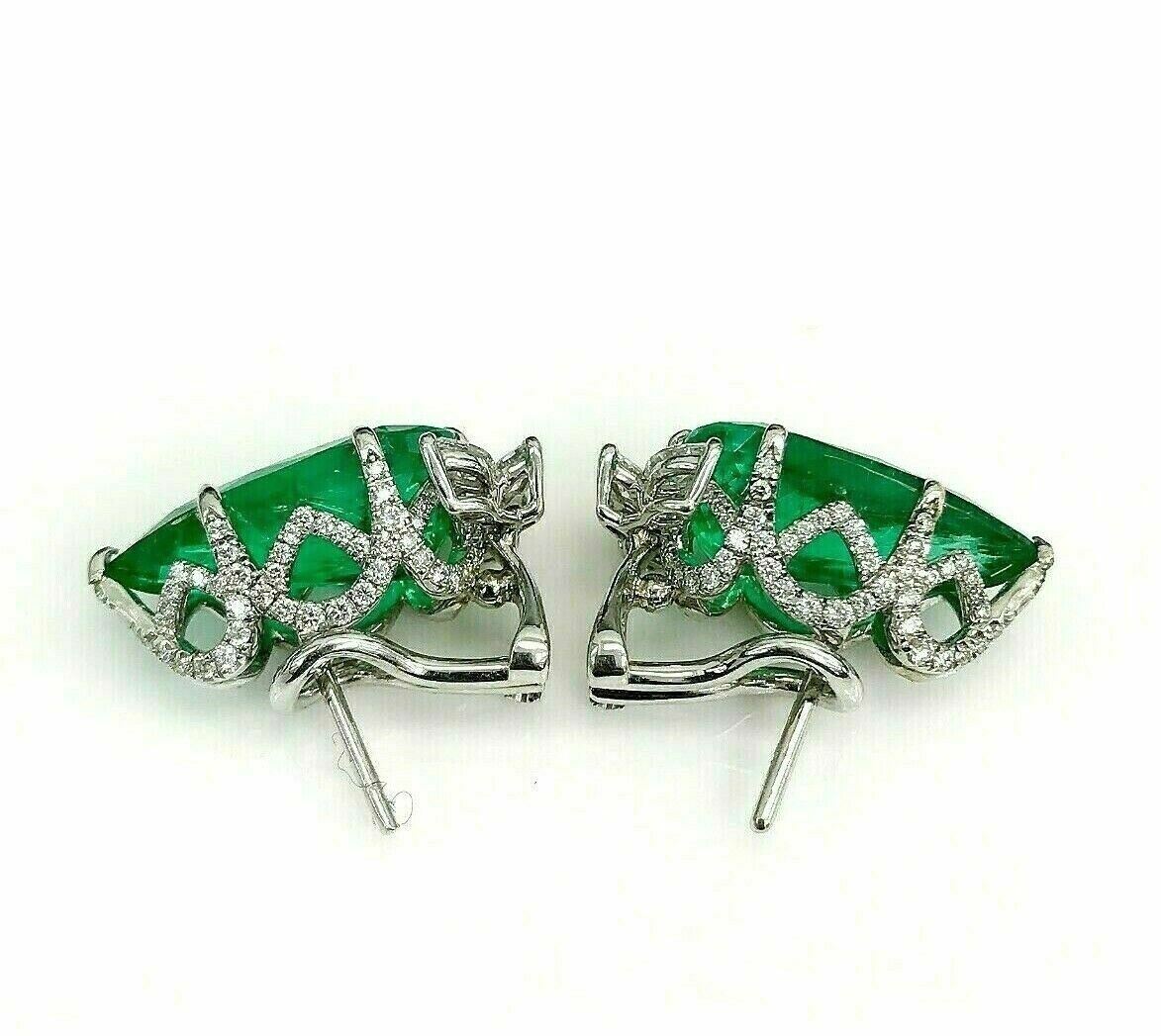 9.93 Carats t.w. GIA Graded Emerald and F VS Diamond Gala Platinum Earrings