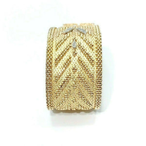 Mesh Bracelet Estate Antique 1970's 0.24 Carats Diamond Solid 18K Yellow Gold