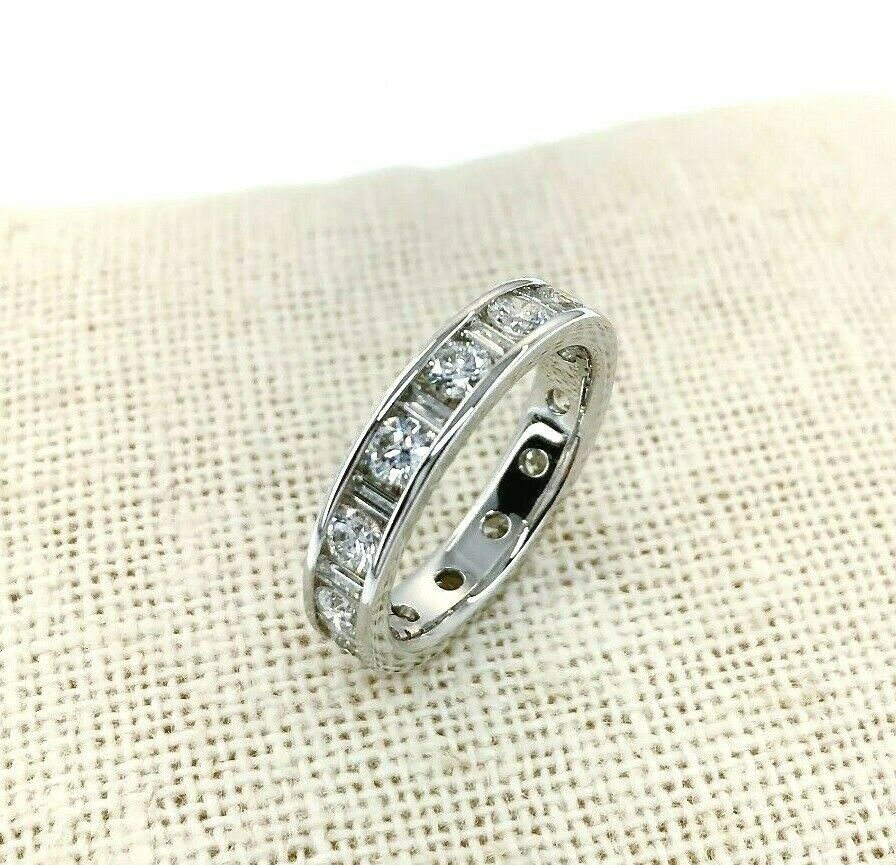 1.99 Carats Round & Baguette Diamond Anniversary Ring Eternity Ring Wedding Band