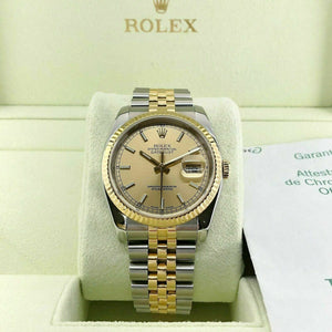 Rolex 36MM Datejust Watch 18K Yellow Gold Steel Ref 116233 F Serial Box Papers