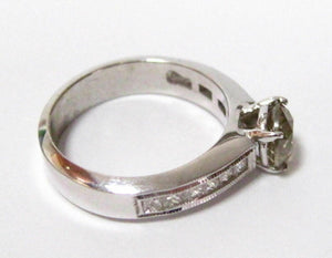 Natural Round Fancy Yellow Diamond Engagement/Anniversary Ring 18k White Gold