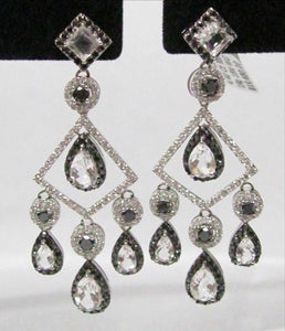 Fine Victorian-style Natural White Topaz & Diamond Chandelier Earrings