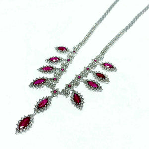 31.24 Carats t.w. Diamond and Burmese Ruby Dinner Necklace 18K Gold 54 Grams