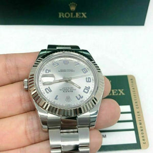 Rolex 116334 41MM Datejust II Fluted Bezel Diamond Numerals Silver