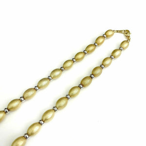 Solid 14K Gold 2Tone Gold Beaded Necklace 17 Inch 29.9 Grams Made in Italy