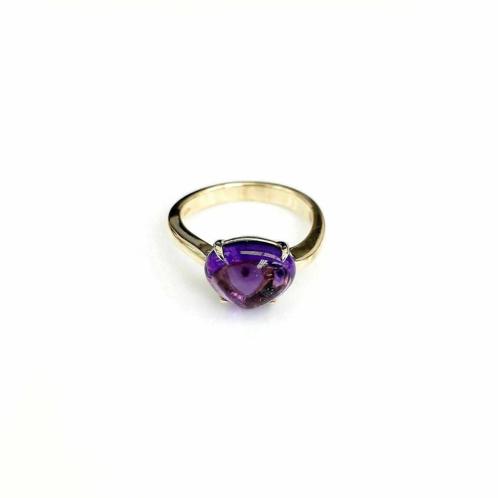 Authentic Bvlgari Solid 18 Karat Gold Sassi Amethyst Ring with Box Made in Italy