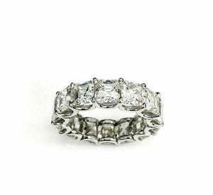 10.19cts Asscher Cut Diamond Eternity Band Ring Size 5.5 Plat 900 U Shape G-H VS