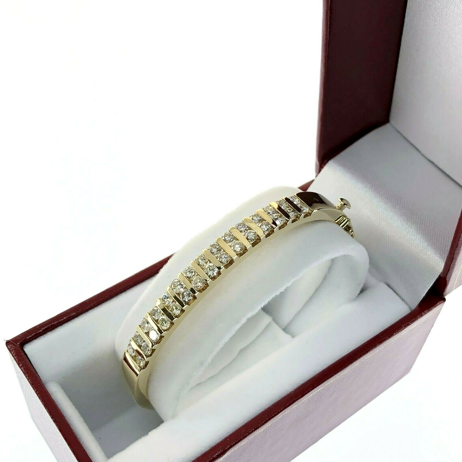 2.50 Carats t.w. Diamond Channel Set Bangle Bracelet 14K Yellow Gold 27 Grams