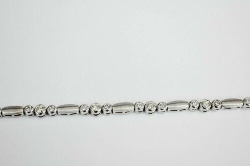 1.65 tcw Triple Diamond Bracelet Vintage Setting Round Cut in 14K White Gold