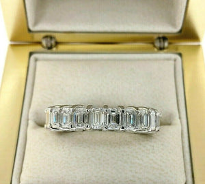 5.61 Carats tw Emerald Cut Diamond Eternity Wedding Anniversary Band Platinum