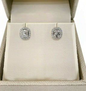 0.51 Carat t.w. Diamond Invisible Set Cushion Stud Earrings 18K White Gold