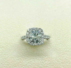 Custom Made Platinum Halo Diamond Wedding Ring AGS 1.50 Carats Center Diamond