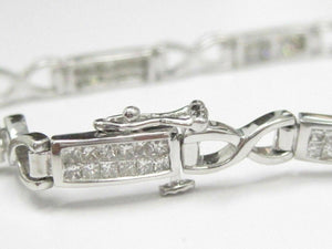2.50 TCW Princess Cut 2 Row Diamond Bracelet 7.5 Inches 18kt White Gold