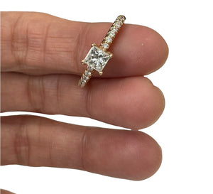 Princess Cut Diamond Solitaire Engagement Ring Rose Gold 14kt