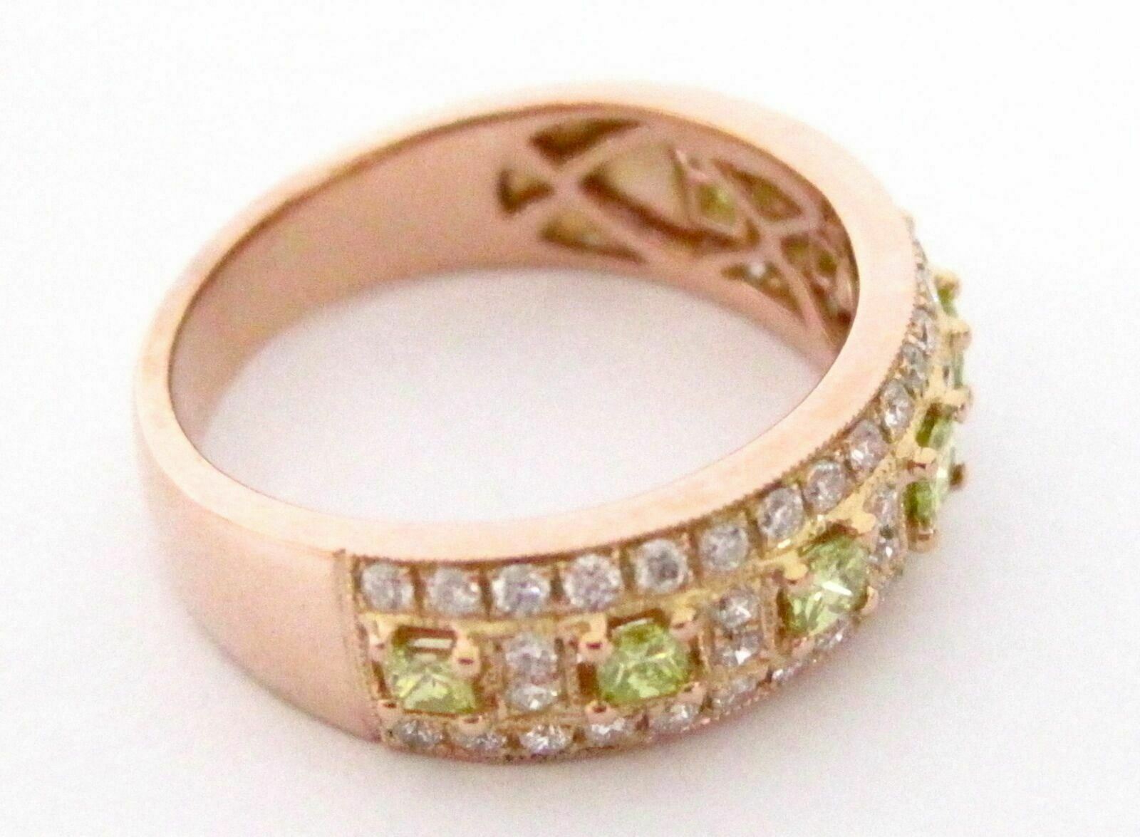 1.25 TCW Natural Princess Cut Green Diamond Cocktail Ring Size 7 14k Rose Gold