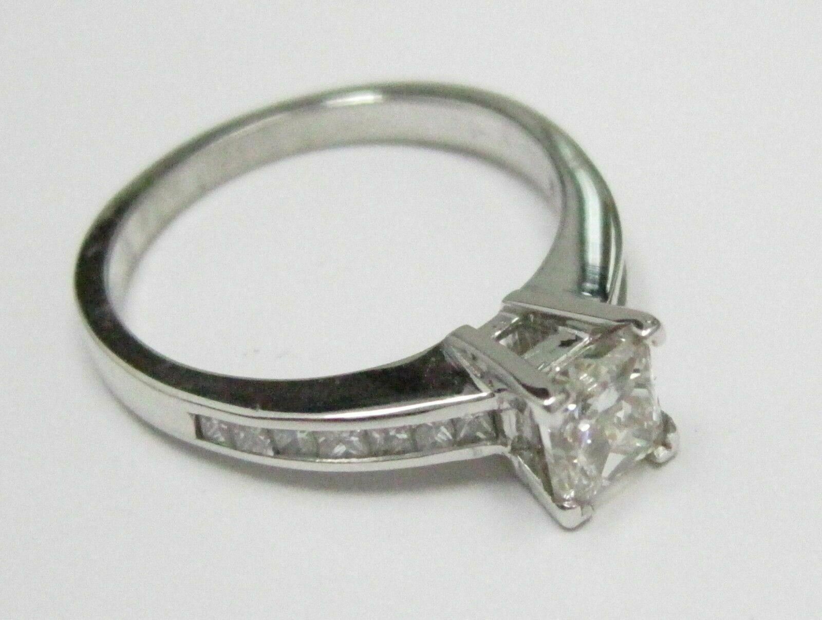 1.23 TCW Princess Cut Diamond Engagement Ring Size 7 H SI-2 14k White Gold