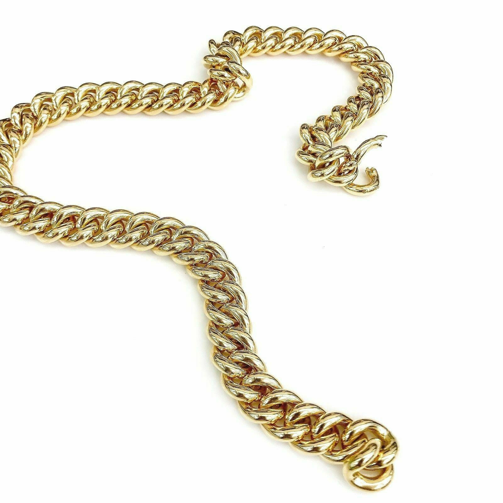 Clioro Solid 18 Karat Yellow Gold Link Necklace 18 Inch 3.64 Ounces 0.50 In Wide