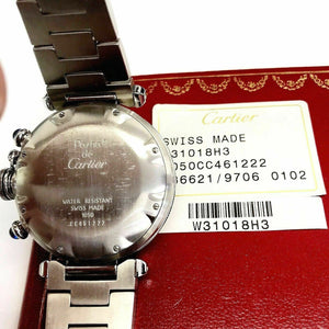Cartier Pasha 38 MM Quartz Chronograph Stainless Steel Watch Ref # 1050