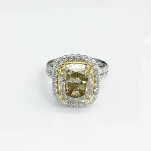 6.97 TCW Natural Radiant Cut Fancy Yellow Diamond Ring Size 6.5 18k Gold