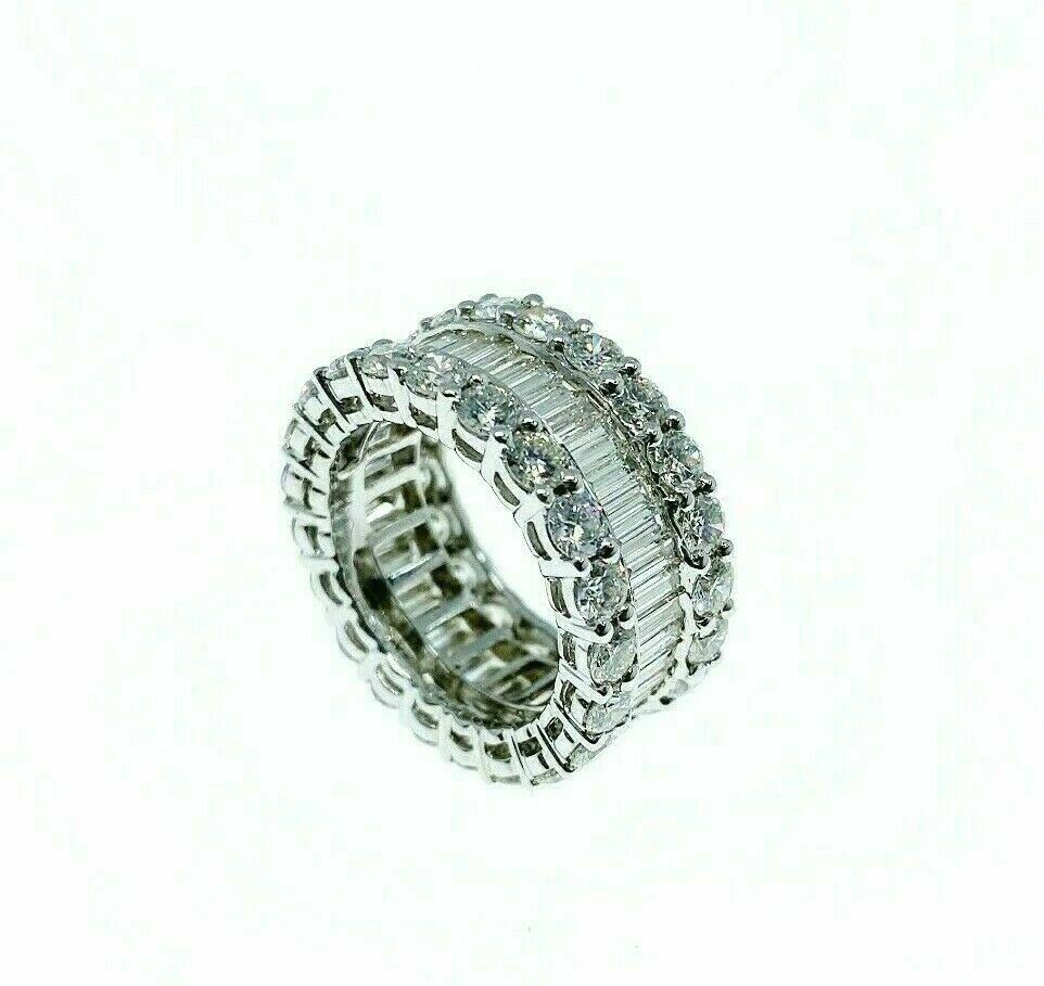 8.90 Carats t.w. Diamond Anniversary Eternity Ring 18K White Gold 10.5 mm Width