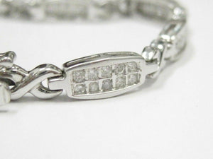1.70 TCW Round Cut 2 Row Diamond Bracelet 7.5 Inches 18kt White Gold