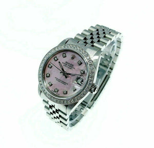 Rolex Lady 31MM Datejust Watch Stainless Steel Ref 68240 Diamond Dial and Bezel