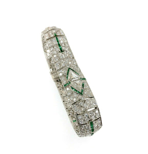Antique Art Deco 13.17 Carats t.w. F - G VS- VVS -Diamond and Emerald Bracelet