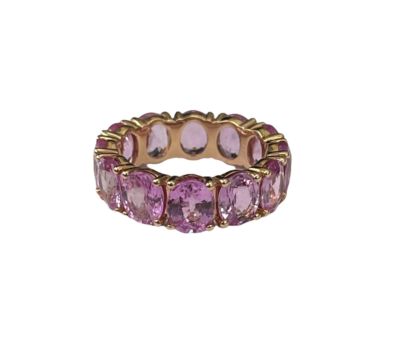 Natural Pink Sapphire Oval Shape Eternity Gem Ring Rose Gold Size 6