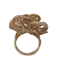 Micro Pave Flower Cluster Diamond Ring Rose Gold 18kt