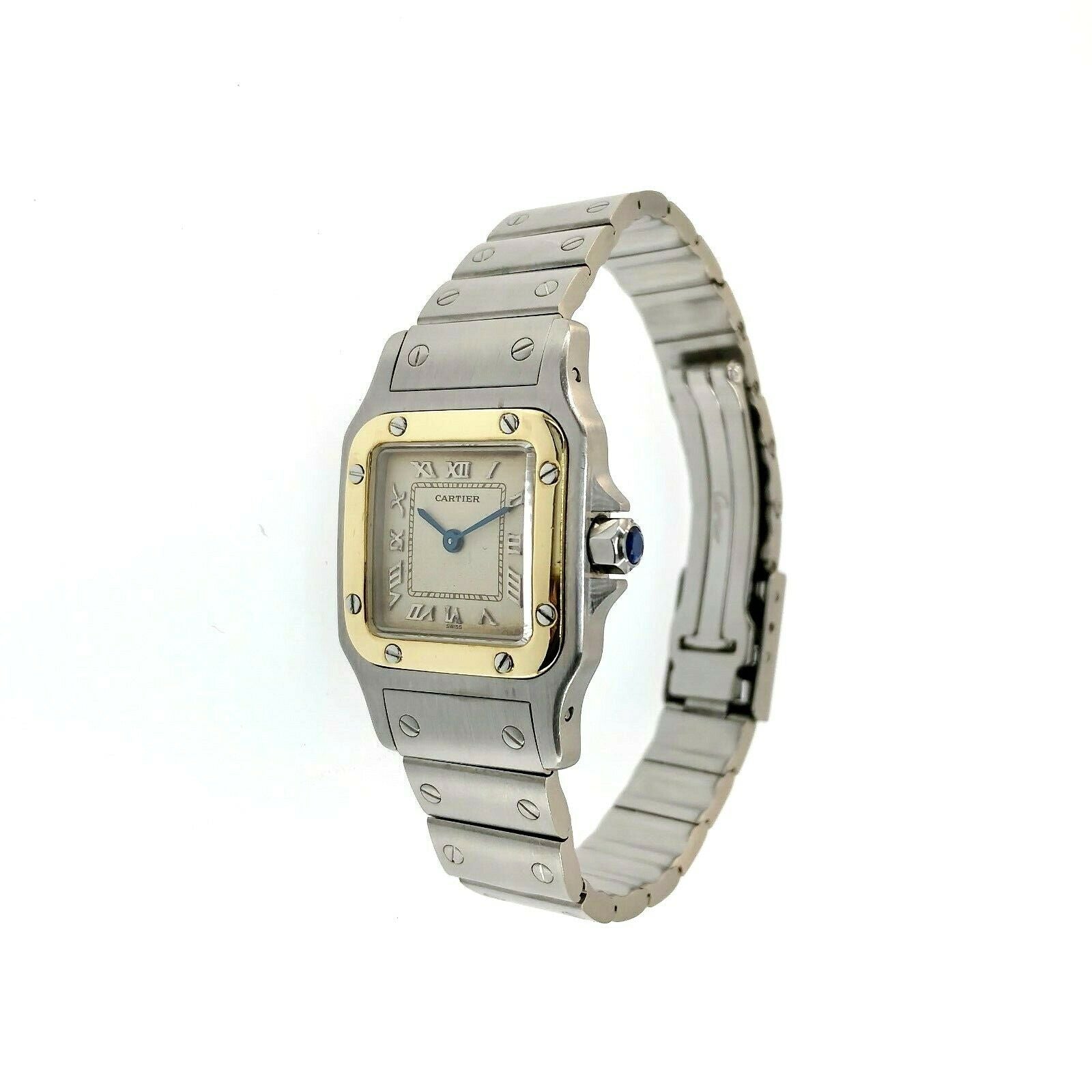 Cartier Santos Galbee Quartz 18K Gold Stainless Steel Watch Ref # 1565 24mm