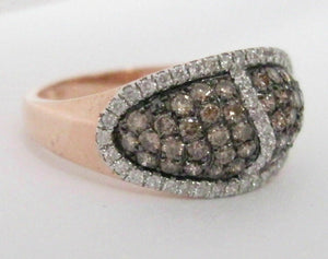 .88 TCW Natural Round Brilliants Champagne Diamond Ring 14k Rose Gold Size 7