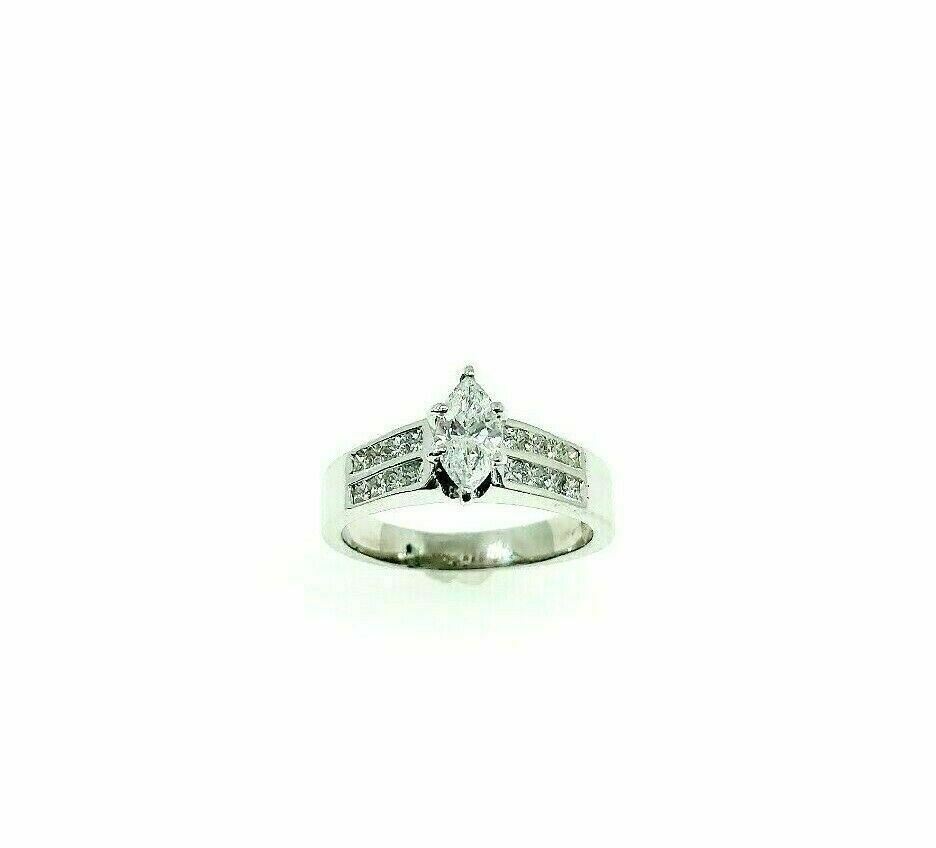0.85 Carats t.w. Marquise and Princess Cut Engagement Ring Channel Set 18K Gold