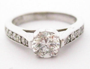 1.27 TCW Round Diamond Solitaire w/ Accents Engagement Ring Size 6.5 G SI1 14k