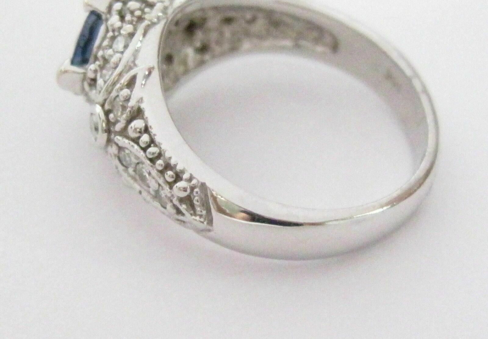 1.74 TCW Antique Style Natural Blue Sapphire & Diamond Cocktail Ring Size 6.5