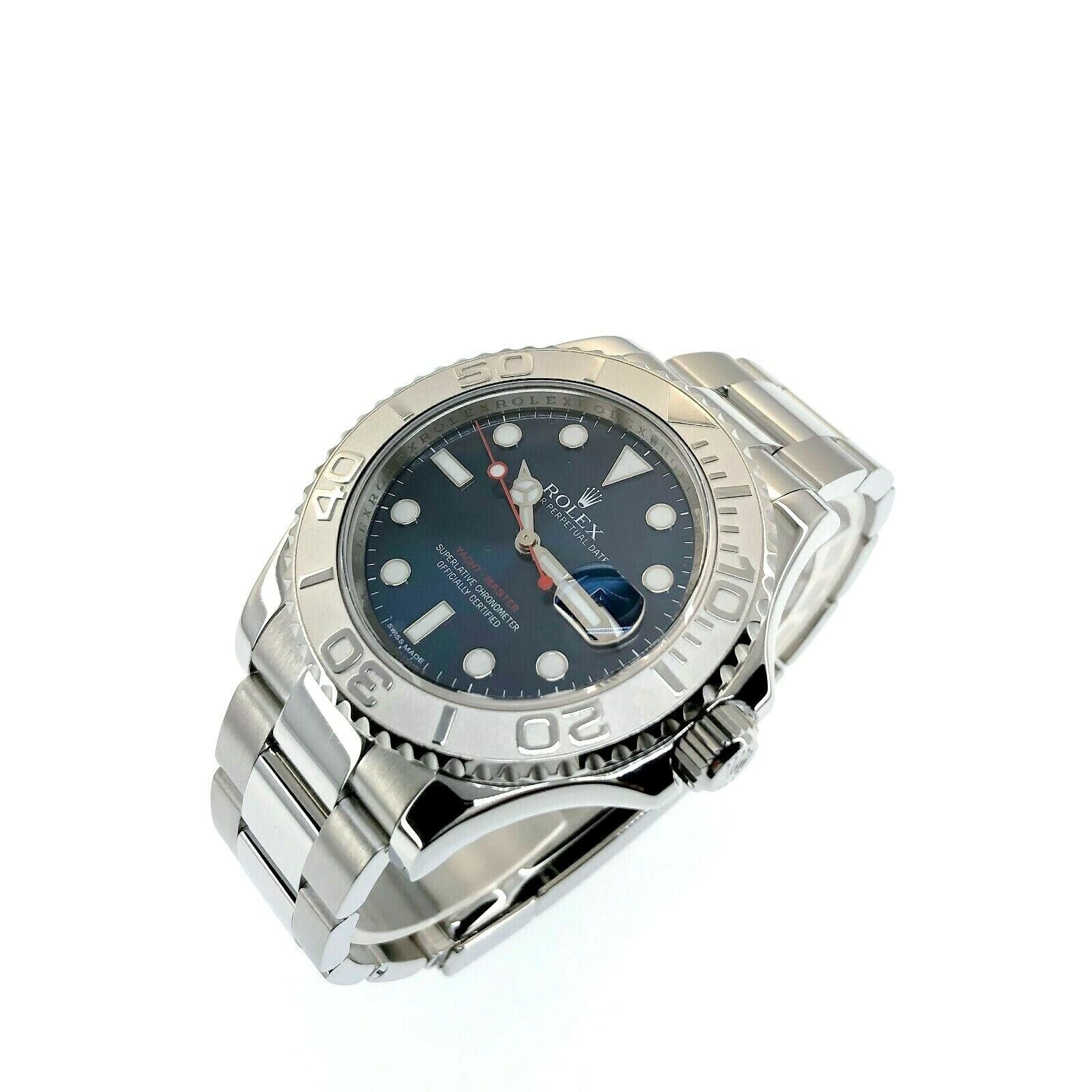 Rolex 40MM Mens Yacht-Master Platinum and Steel Watch Ref #116622 Factory Blue