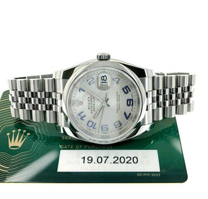 Rolex 36MM Datejust Watch Stainless Steel Ref # 116200 Box and July 2020 Card