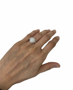 Micro Pave Pear Round Brilliants Diamond Ring White Gold
