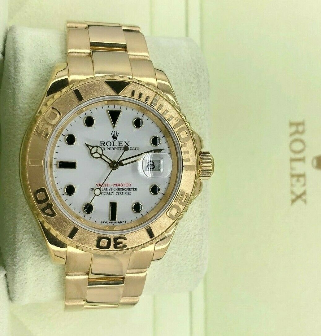 Rolex 40MM Mens Yacht-Master 18K Yellow Gold Watch Ref # 16628 D Serial Papers