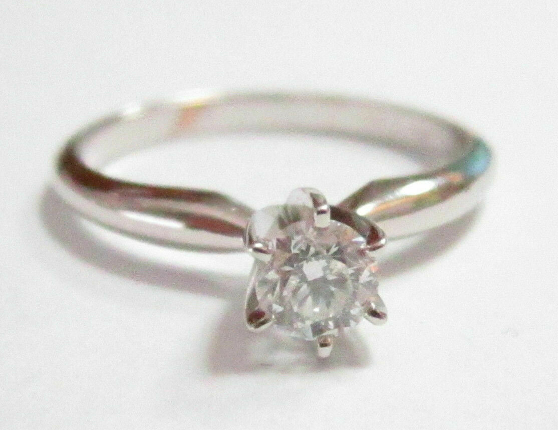 .41 TCW Round Cut Diamond Solitaire Engagement Ring Size 5.5 G I1 14k White Gold