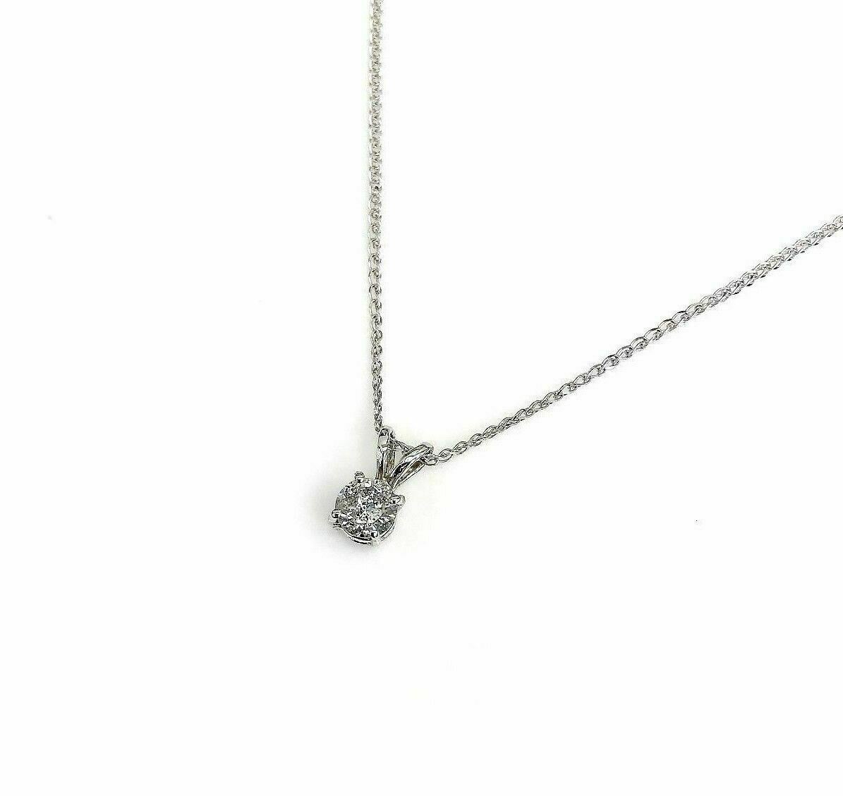 0.55 Carat Round Diamond Solitaire Pendant with 14K White Gold Chain