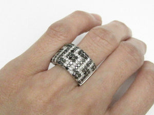 1.85 TCW Natural Black Diamond Cluster Ring Size 6 H-SI-1 18k White Gold